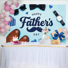 Lofaris Toile de fond bleue Fête des Pères avec cadeaux et accessoires, élégant décor pour célébration et séance photo