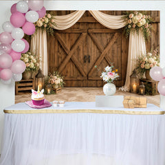 Lofaris Toile de fond de grange rustique florale avec drapé crème, magnifique arrière-plan romantique pour studio photo