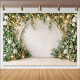 Lofaris Toile de fond de photographie florale élégante avec arche et verdure luxuriante, véritable arrière-plan lumineux pour studio photo