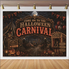 Lofaris Toile de fond de Halloween carnaval avec squelettes et citrouilles, décor de fête effrayant pour studio photo et événements