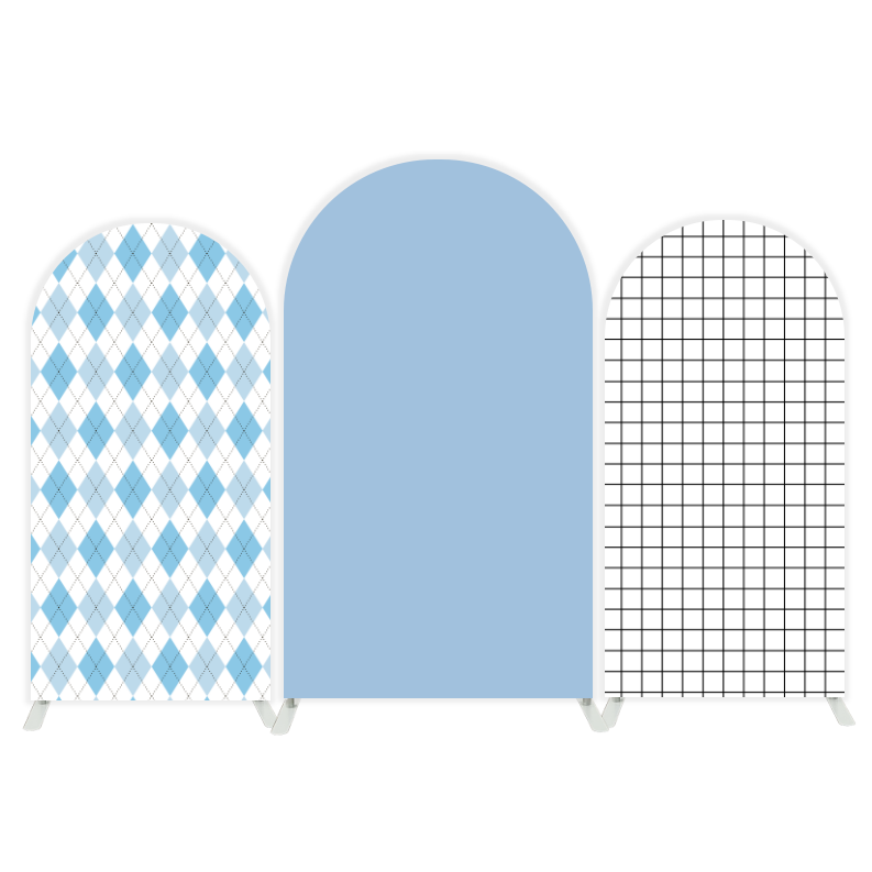Toile de fond pour arche fête anniversaire grille bleu clair