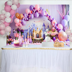 Lofaris Décor de photographie Château violet féerique, carrosse de princesse et ballons