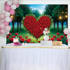 Lofaris Décor de photographie Cœur de roses Saint-Valentin, chemin de jardin romantique