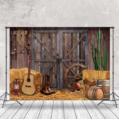 Cake Smash Rétro Cow-boy Rustique Grange En bois Porte Toile de fond