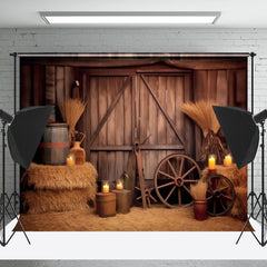 Cake Smash Brun Occidental Cow-boy Bois Grange Porte Toile de fond