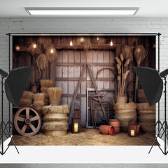 Cake Smash Rétro Rustique En bois Grange Porte Foins Cow-boy Toile de fond