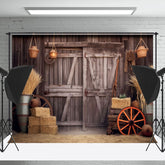Cake Smash Foins Cow-boy Rustique Bois Grange Porte Toile de fond