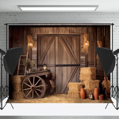 Cake Smash Rustique Foins Chariot En bois Toile de fond