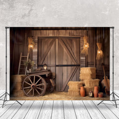 Cake Smash Rustique Foins Chariot En bois Toile de fond