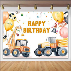 Lofaris Toile de fond anniversaire grue construction, fond confettis ballon camion, accessoire décoration fête garçon
