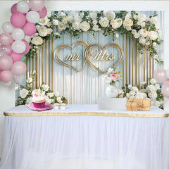Lofaris Fond de Mariage Arqué Fleurs Blanches Mr et Mrs, Décoration de Cérémonie