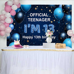 Lofaris Fond 13e Anniversaire Bleu Foncé et Or, Official Teenager Étoiles Scintillantes