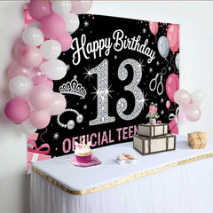 Lofaris Fond 13e Anniversaire Rose et Argent, Official Teenager Tiare et Perles