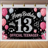 Lofaris Fond 13e Anniversaire Rose et Argent, Official Teenager Tiare et Perles