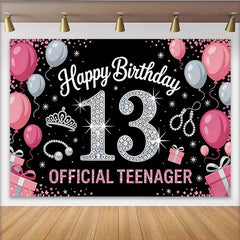 Lofaris Fond 13e Anniversaire Rose et Argent, Official Teenager Tiare et Perles