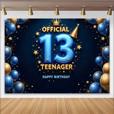 Lofaris Fond 13e Anniversaire 3D Bleu et Or, Étape Royale Official Teenager
