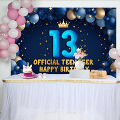 Lofaris Fond 13e Anniversaire Arche de Ballons Bleus, Étoiles d'Or Official Teenager