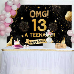 Lofaris Fond 13e Anniversaire OMG Paillettes d'Or, Décoration de Fête A Teenager