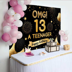 Lofaris Fond 13e Anniversaire OMG Paillettes d'Or, Décoration de Fête A Teenager
