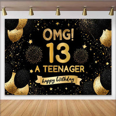 Lofaris Fond 13e Anniversaire OMG Paillettes d'Or, Décoration de Fête A Teenager