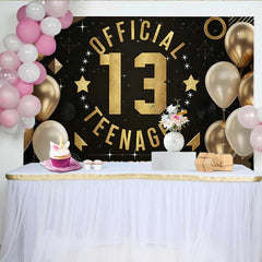 Lofaris Fond 13e Anniversaire Noir et Or, Graphisme Moderne Official Teenager