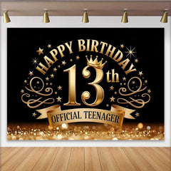 Lofaris Fond Royal Gold 13e Anniversaire, Couronne Dorée et Volutes Élégantes