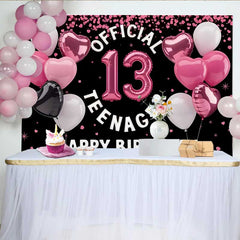Lofaris Fond 13e Anniversaire Ballons Cœur Rose, Official 13 Teenager pour Filles