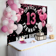 Lofaris Fond 13e Anniversaire Ballons Cœur Rose, Official 13 Teenager pour Filles