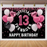 Lofaris Fond 13e Anniversaire Ballons Cœur Rose, Official 13 Teenager pour Filles