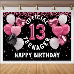 Lofaris Fond 13e Anniversaire Ballons Cœur Rose, Official 13 Teenager pour Filles