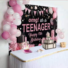 Lofaris Fond OMG UR A TEENAGER Paillettes Roses, Décoration Cadeau 13e Anniversaire