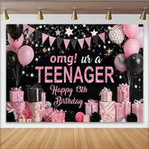 Lofaris Fond OMG UR A TEENAGER Paillettes Roses, Décoration Cadeau 13e Anniversaire