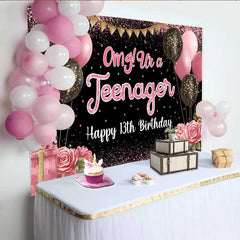 Lofaris Fond 13e Anniversaire Paillettes Roses Omg!, Thème Rose et Noir