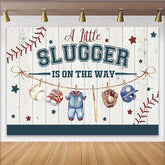 Lofaris Fond Baby Shower Little Slugger, Décoration Thème Baseball Garçon