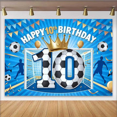 Lofaris Fond Champion de Foot 10e Anniversaire, But Bleu et Couronne d'Or