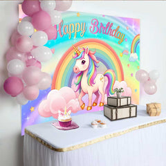 Lofaris Fond Licorne Pastel Arc-en-ciel, Nuage et Étoile Filante