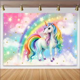 Lofaris Fond Licorne Crinière Arc-en-ciel, Ciel Étoilé Magique et Nuage Pastel