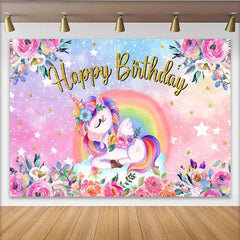 Lofaris Fond Licorne Florale Rose, Licorne Ailée et Jardin Rose