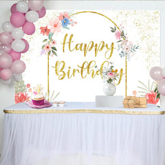 Lofaris Toile de Fond Anniversaire Arche Florale Élégante, Fleurs Rose et Bleu pour Femmes