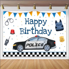Lofaris Toile de Fond Anniversaire Voiture de Police et Équipement, Décoration de Fête pour Garçon