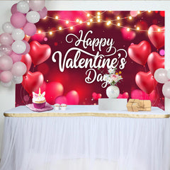 Lofaris Toile de Fond Saint-Valentin Ballons Cœur Rouge et Guirlandes, Arrière-plan Bokeh