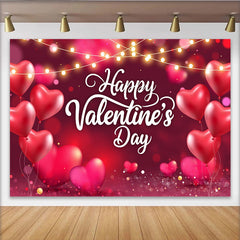 Lofaris Toile de Fond Saint-Valentin Ballons Cœur Rouge et Guirlandes, Arrière-plan Bokeh