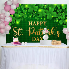 Lofaris Toile de Fond Saint-Patrick, Texte Or Happy St. Patrick's Day sur Carreaux Verts