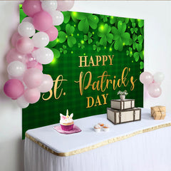 Lofaris Toile de Fond Saint-Patrick, Texte Or Happy St. Patrick's Day sur Carreaux Verts