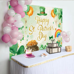 Lofaris Toile de Fond Aquarelle Saint-Patrick Trèfle et Or, Décor Élégant de Fête