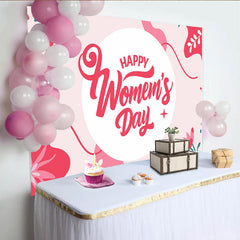 Lofaris Toile de Fond Moderne Journée de la Femme Cercle Floral Rouge, Décor de Fête