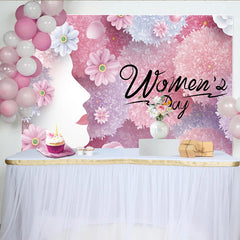 Lofaris Toile de Fond Journée de la Femme, Silhouette Profil Femme Fleurs Roses, Bannière
