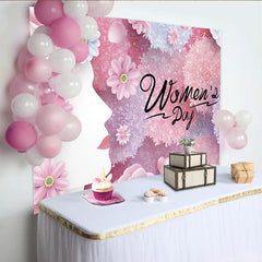 Lofaris Toile de Fond Journée de la Femme, Silhouette Profil Femme Fleurs Roses, Bannière