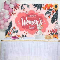 Lofaris Toile de Fond Journée de la Femme, Nuage Rose Vibrant et Bordure Florale