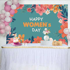 Lofaris Toile de Fond Florale Sarcelle Journée de la Femme, Cadre Fleurs Corail et Pêche